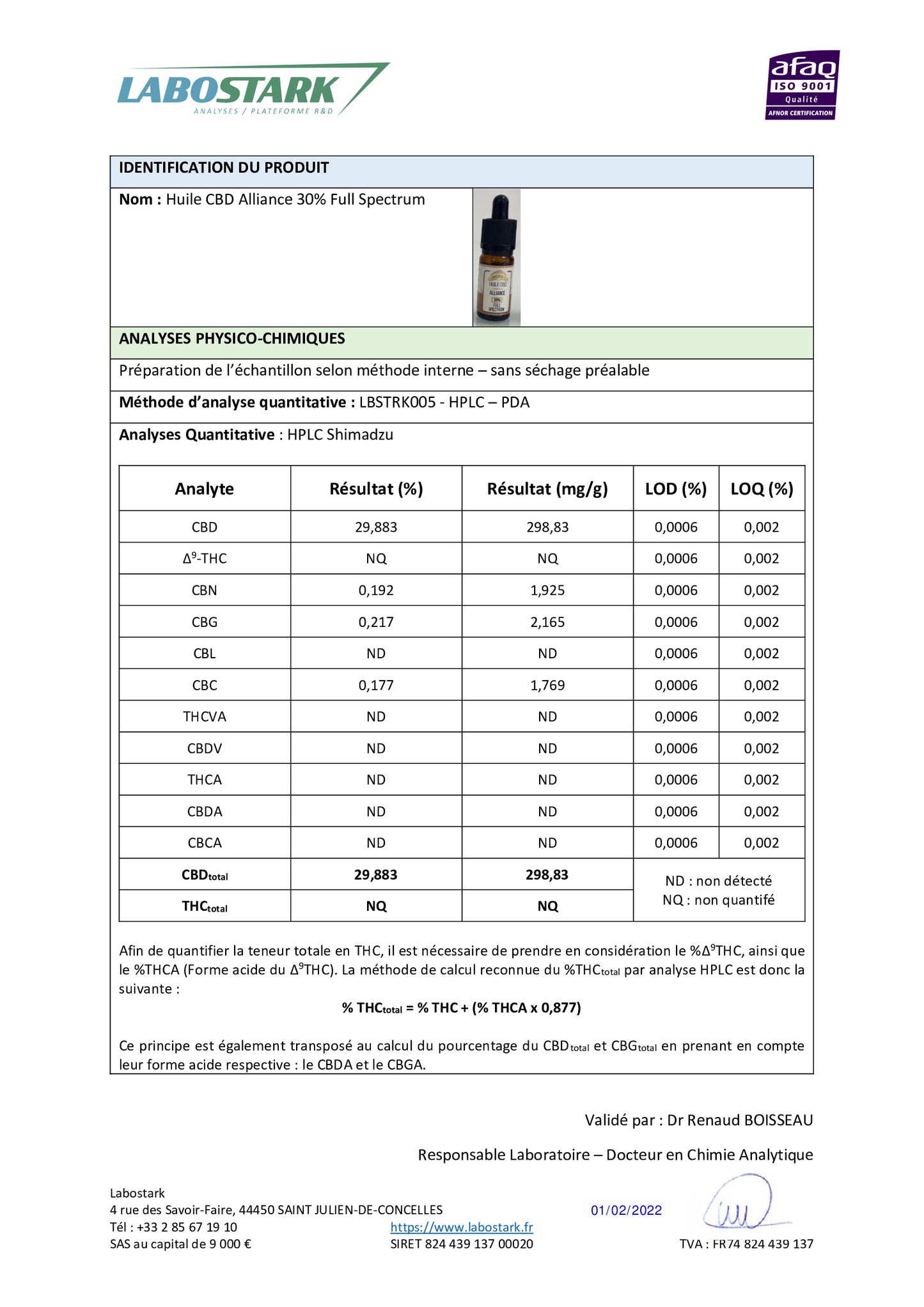 ALLIANCE - HUILE MCT BIO - CBD FULL SPECTRUM 10ml