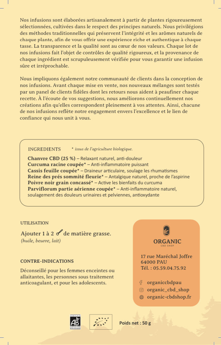 INFUSION CBD BIO DOULEURS ARTICULAIRES 50g