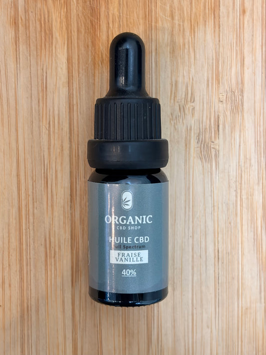 FULL SPECTRUM - ORGANIC - HUILE CBD BIO - Fraise/Vanille 10% à 40% - 10ml
