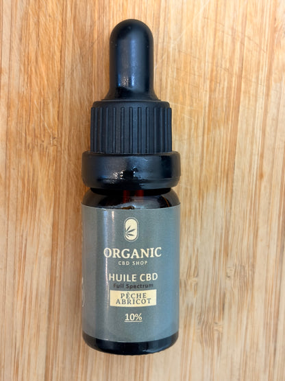 FULL SPECTRUM - ORGANIC - HUILE CBD BIO - Pêche/Abricot 10% à 40% -10ml