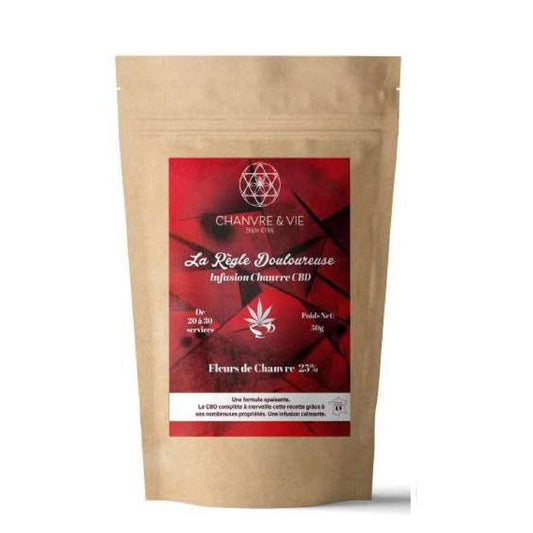Infusion au CBD, boisson apaisante et naturelle, boisson bien-être, tisane relaxante, antidouleur, sommeil, règle.